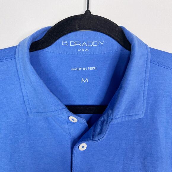 B Draddy Mens M Blue Pima Cotton Golf Polo Shirt Stretch Knit SCC Short Sleeve - Picture 6 of 8